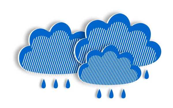 Rain Blue Clouds Paper Cut Style Modern Design Weather Forecast — Stock Photo, Image