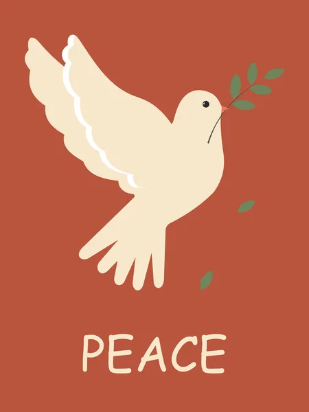 International Day Peace White Dove Green Branch Brown Vertical Poster — Stockfoto