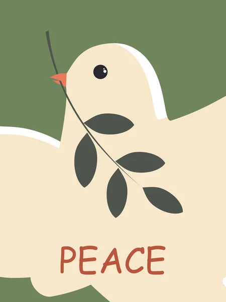International Day of Peace. White dove on a green vertical poster. Peace to Ukraine.