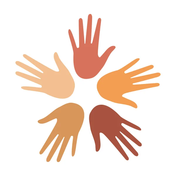 Hands Multiethnic People Arranged Circle White Background Loving Hands Show — 스톡 사진