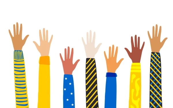 Руки Людей Разных Цветов Кожи Разных Национальностей Вероисповеданий Активисты Феминистки — стоковое фото