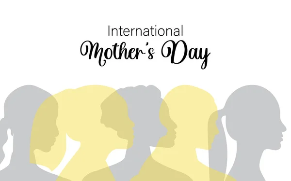 International Mother Day Silhouettes Multiethnic Women Horizontal Postcard White Background — ストック写真