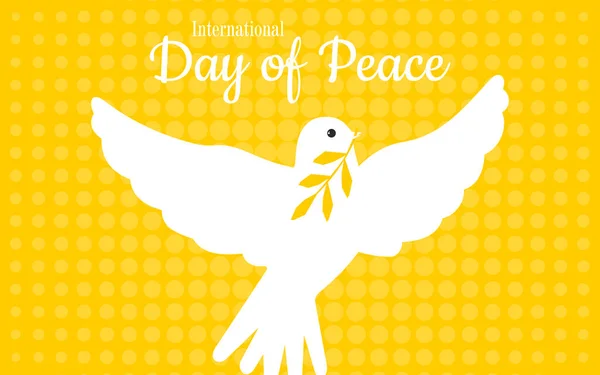 International Day Peace White Dove Yellow Horizontal Retro Poster — Stok fotoğraf