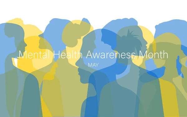 Mental Health Awareness Month Women Different Nationalities Religions Together Horizontal — Zdjęcie stockowe