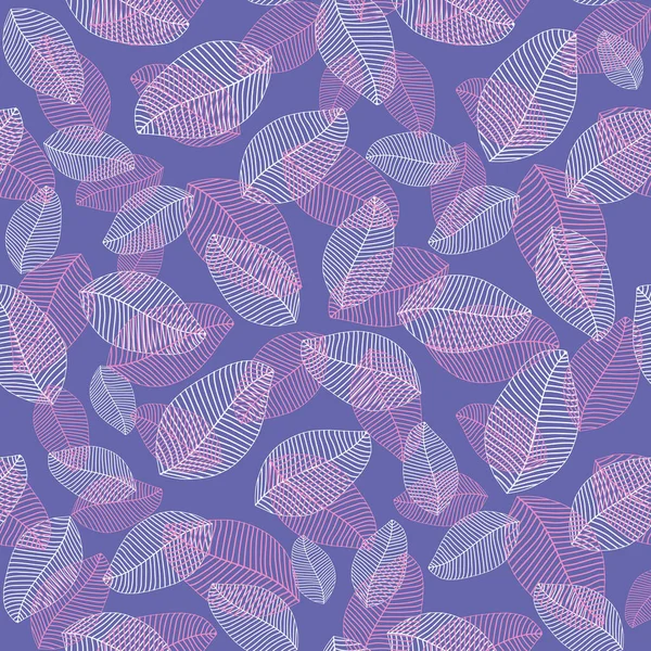 Leaves White Pink Beautiful Venation Purple Background Seamless Pattern Foliage — 스톡 사진