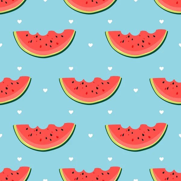 Slices Watermelon Seamless Cute Pattern Summer Vibes Watermelon Red Blue — ストック写真