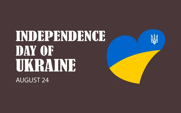 Independence Day Ukraine August Horizontal Black Banner Flag Shape Heart — 스톡 사진