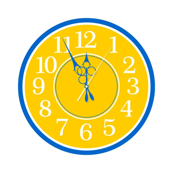 Old Vintage Clock Beautiful Hands Dial White Background Blue Yellow — Stok fotoğraf