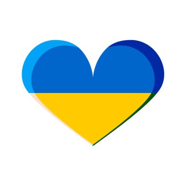 State flag of Ukraine in the shape of a heart. Support and Peace to Ukraine. 