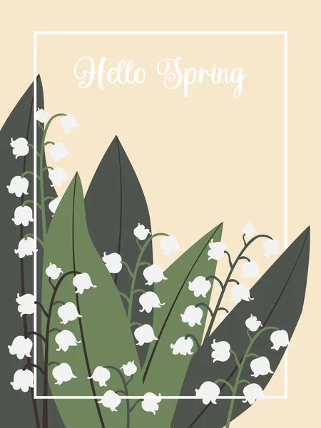 Hello Spring Lily Valley Convallaria Mahalis Spring Flowers Lush Foliage — Stok fotoğraf