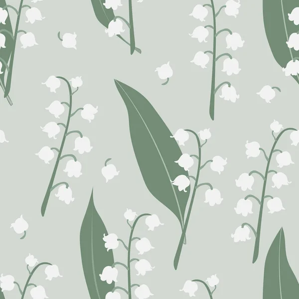 Lilies Valley Seamless Floral Spring Pattern Green Pastel Colors — Photo