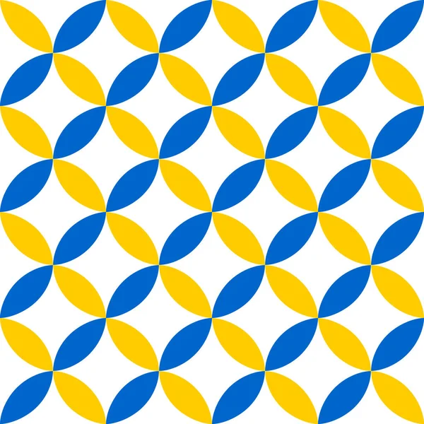 Geometric Symmetrical Seamless Pattern Blue Yellow Shapes White Background — Foto de Stock