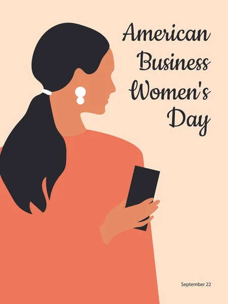 American Business Women Day Septiembre Una Mujer Con Teléfono Móvil — Foto de Stock