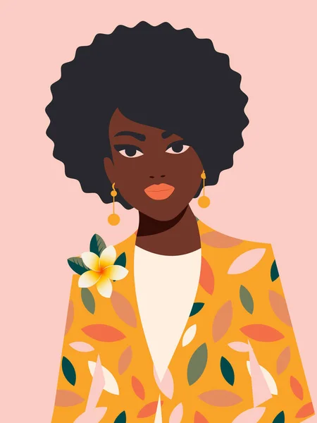 Schöne Afrikanisch Amerikanische Frau Stilvoll Porträt Einer Jungen Frau Mit — Stockfoto
