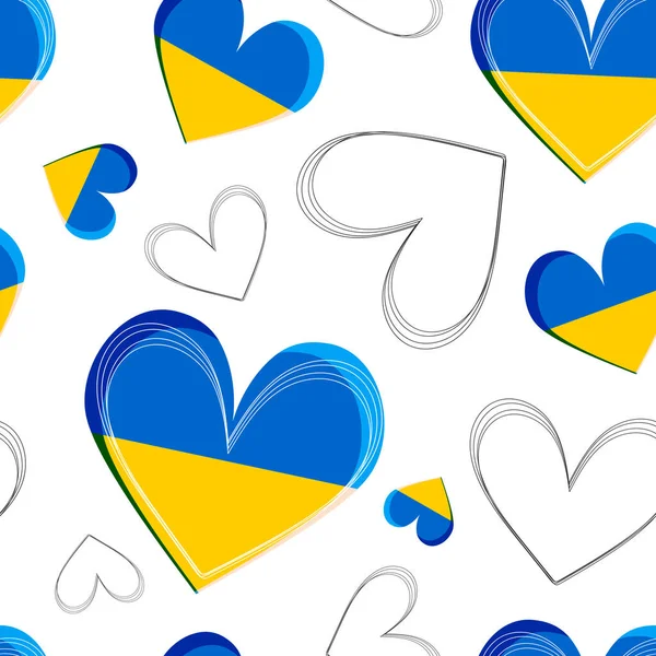 Szép Szívek Zökkenőmentes Modern Minta Szeretet Szimbóluma Színek Zászló Ukrajna — Stock Fotó