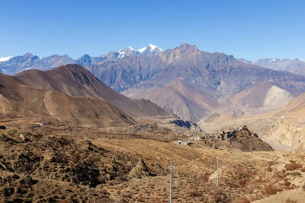 Vista Del Pueblo Jharkot Distrito Mustang Nepal — Foto de Stock