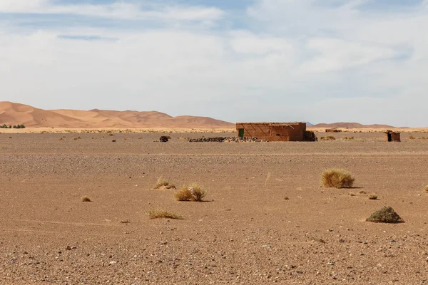Berber kunyhó a Szahara sivatagban. — Stock Fotó