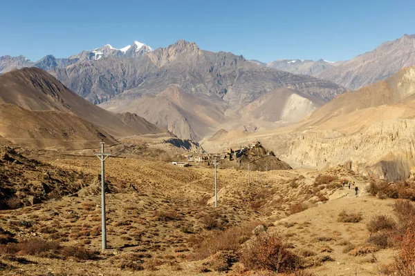 Veduta Del Villaggio Jharkot Distretto Mustang Nepal — Foto Stock