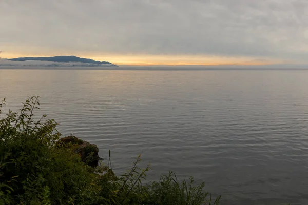 Coucher Soleil Sur Lac Baïkal Paysage Été Soirée — Photo