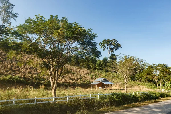 Wooden House Road Laos Sainyabuli Province — Stock Photo, Image