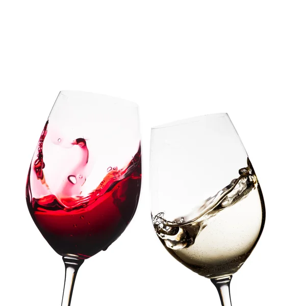 Copas de vino tinto y blanco — Foto de Stock