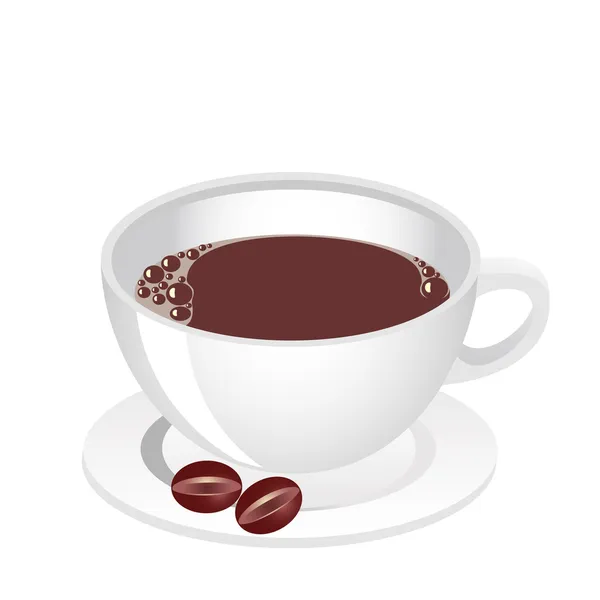 Coupe blanche de café avec des fèves de vache — Image vectorielle