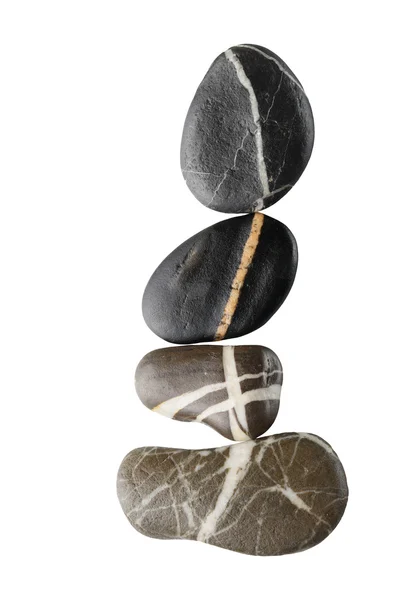 Kameny s bílými pruhy, které jsou uspořádány na křivku — Stock fotografie