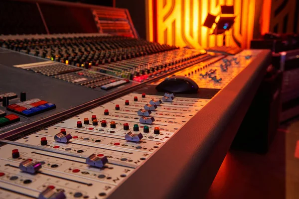 Sound recording studio mixing desk. Professional Equipment. Record. — Stock Photo, Image