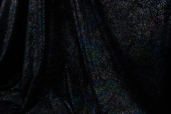 Metal glitter black cloth background. Trendy Metallic black fabric texture. — Zdjęcie stockowe