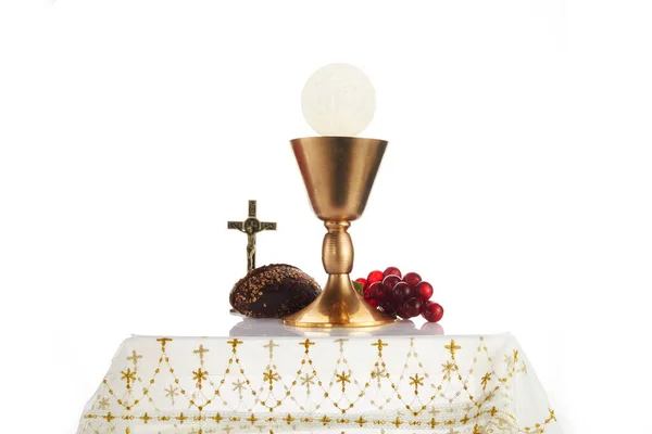 Christian holy communion with Chalice on white background — Stock Photo, Image