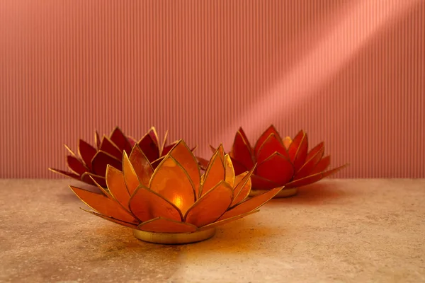 Happy Vesak Day Buddha Purnima Background. Candles during Vesak day celebration. — Fotografia de Stock