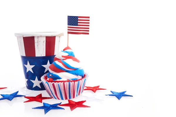 Dia Independência Americano Celebração Conceito Férias Cupcake Utensílios Mesa Descartáveis — Fotografia de Stock