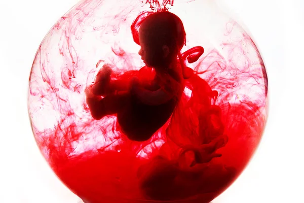 Abortion Concept Baby Doll Red Blood Looks Abortation — Stockfoto