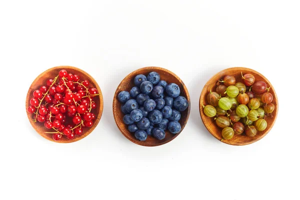 Berries Mix Bowls White Background — Foto de Stock