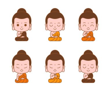 Küçük Buda çizgi film karakteri meditasyon taslağı