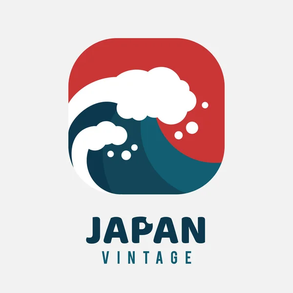 Ola Logo Japón Concepto Design Symbol Mar Olas Para Identidad — Vector de stock
