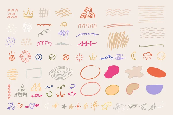Éléments Abstraits Doodle Ligne Forme Icône Motif Styles Organiques Pour — Image vectorielle