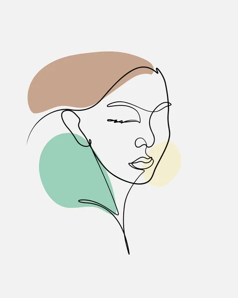 Cartaz Rosto Mulher Para Decoração Com Desenho Uma Linha Linha — Vetor de Stock
