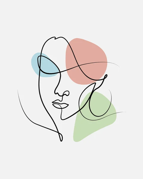 Línea Arte Mujer Cara Vector Ilustración Abstracto Boho Forma Aislada — Vector de stock