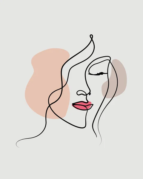 Woman Face Abstract Line Art Vector Illustration Abstract Boho Shape — стоковый вектор