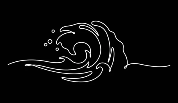 Sea Ocean Waves Line Art Illustration Contour Line Continuous Drawing — Wektor stockowy