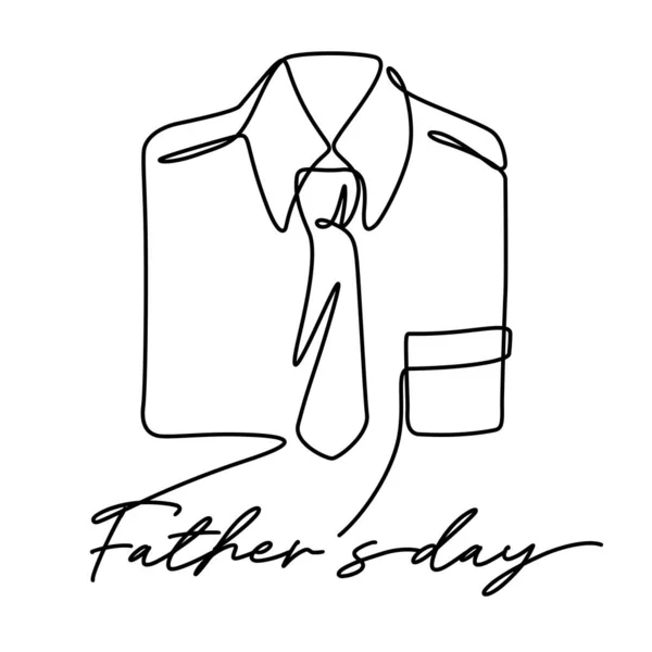 Happy Father Day Gift Tie Shirt Line Art Vector Illustration — Stock Vector