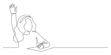 Mutluluk öğrencisinin sürekli çizdiği çizgi cevabı: okul konsepti vektör illüstrasyonuna geri dönüş