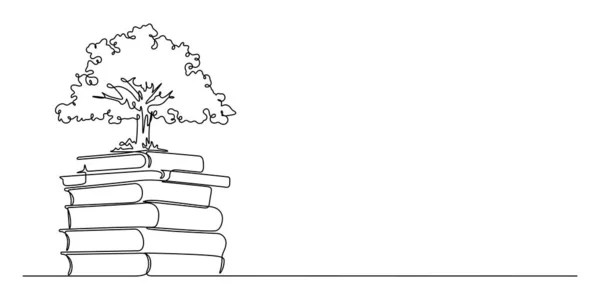 Árvore Conhecimento Ilustração Vetorial Uma Linha Desenho Estilo Mão Desenhada —  Vetores de Stock