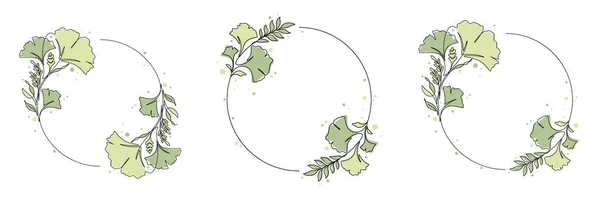 Ginkgo Tree Leaf Circle Floral Ornament Vector Illustration Decoration Ornate — Vettoriale Stock