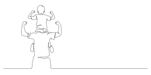 Vater Und Sohn Huckepack Auf Seinen Schultern Mit Erhobenem Arm — Stockvektor