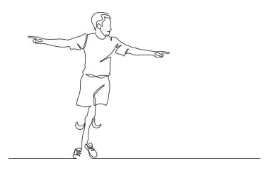 Mutluluktaki adam gol vektörü çiziminin ardından koşuyor