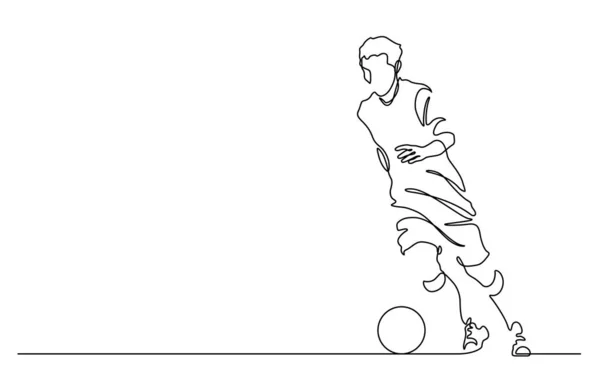 Desenho Linha Contínua Homem Jogando Futebol Ilustração Vetor — Vetor de Stock