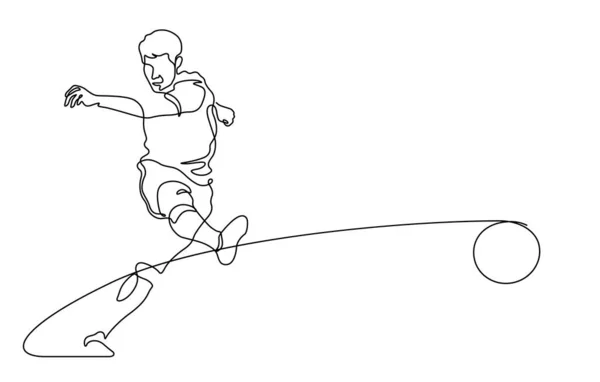Jogador Futebol Chutando Uma Linha Bola Ilustração Arte — Vetor de Stock