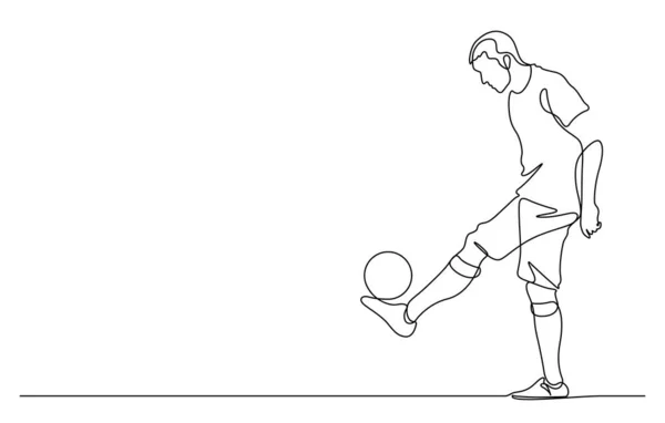 Man Juggling Football Playing Soccer Line Art Vector Illustration Continuous — Stock Vector